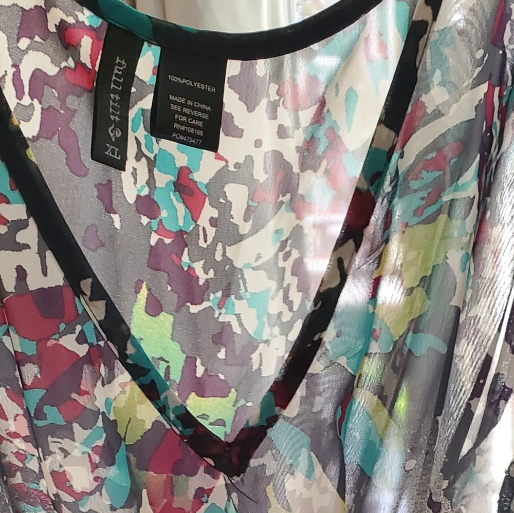 EUC - Full Tilt | Sheer Colorful Blouse Size XL - Picture 5 of 5